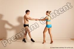 Underwear Woman - Man White Slim Short Brown Dancing Dynamic poses Academic